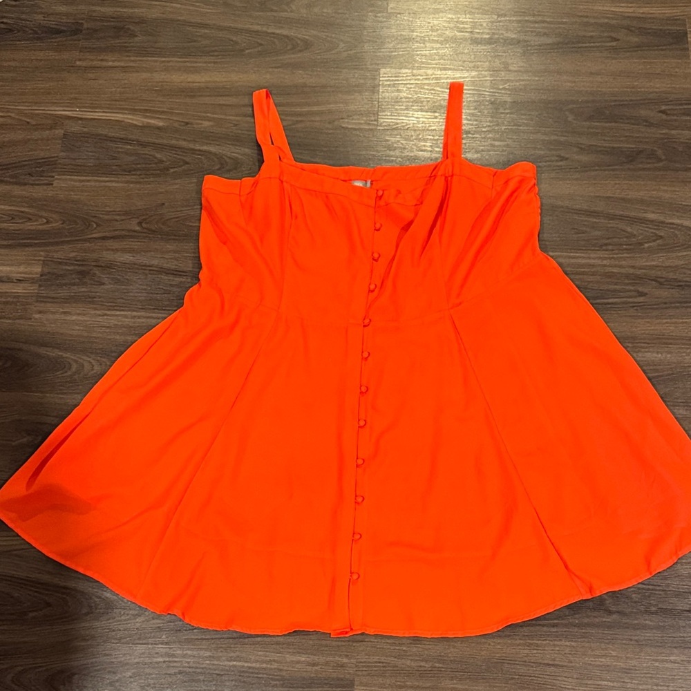 ASOS Women’s Orange Sleeveless Dress Button Up 26